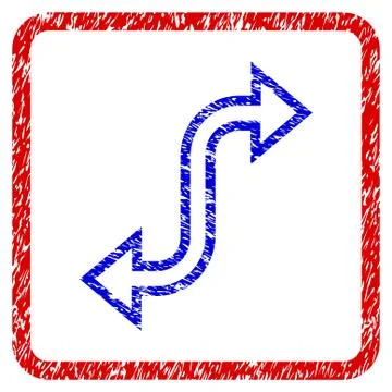 Curved Exchange Arrow Grunge Framed Icon Illustrazione stock