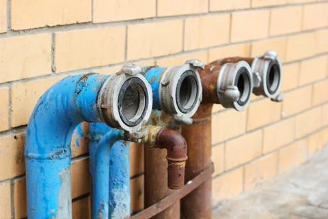 Curved Fire Pipes with Rust Stock Photos