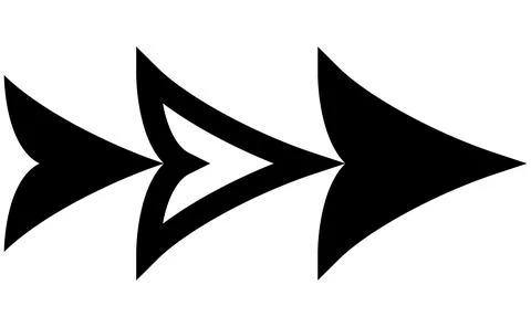 Curved fish tail arrow icon, Abstract organic pointer design, Stylized forwar 스톡 일러스트