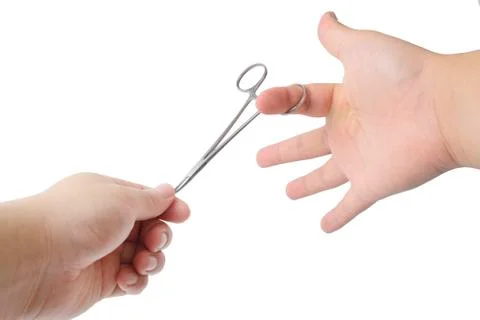 Curved forceps Foto stock