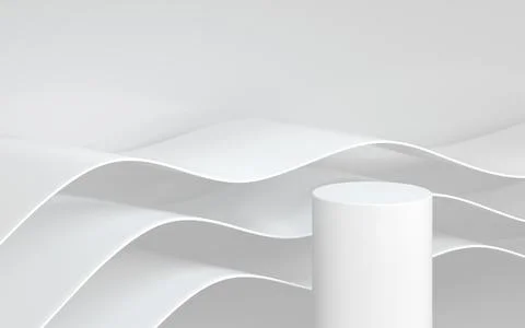 Curved geometry with empty stage, 3d rendering. Stock Illustration