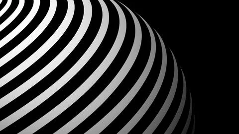 Curved globe rounded lines on black background. White bold line. Design for.. Stock Illustration
