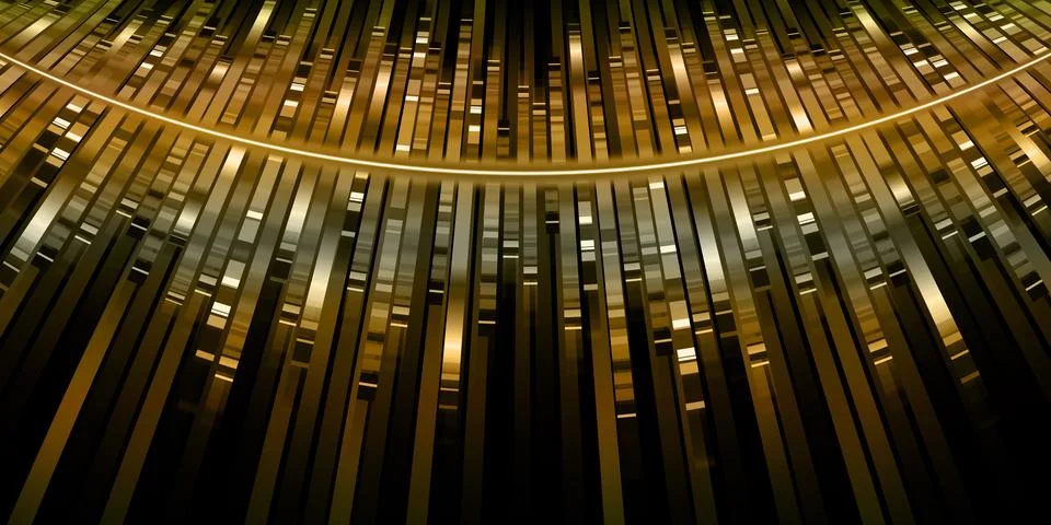 Curved golden sound waves Equalizer golden light streaks music frequency sp.. Stock Photos