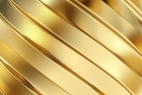 Curved golden wave pattern with radiant highlights, creating soft and luxur.. Stock Photos