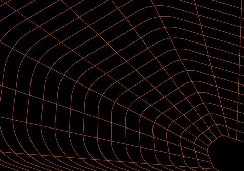 Curved grid distortion gravitational field concept vector background orange Stock Illustration