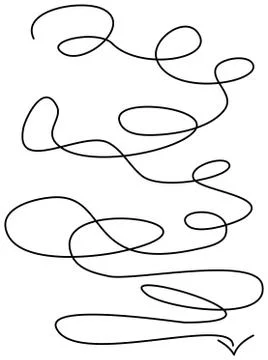 Curved, hand drawn marker scribble direction arrow Illustrazione stock