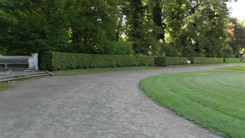 Curved Hedge Lined Garden Path Potsdam Park Germany Stockbeeldmateriaal 339039098
