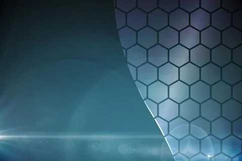 Curved hexagonal mesh surface is being shown in gradient design with light Stock Photos