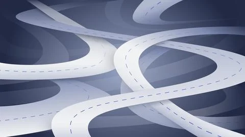 Curved highways on abstract dark background. Multi layered large abstract Stock Illustration