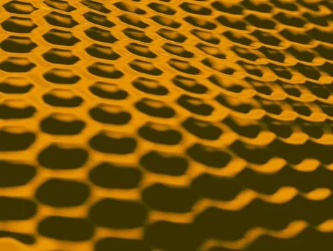 Curved Honeycomb Mesh Pattern in Orange and Black Duotone, Abstract Texture Stock Photos
