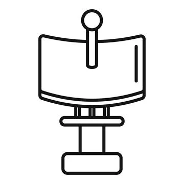 Curved interactive whiteboard with marker standing on adjustable stand icon Stock Illustration