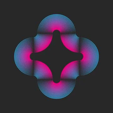 Curved intertwined arcs shapes pattern, cross logo design, smooth sections .. Stock Illustration