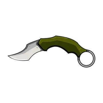 Curved karambit knife representing weapon defense and danger Illustration