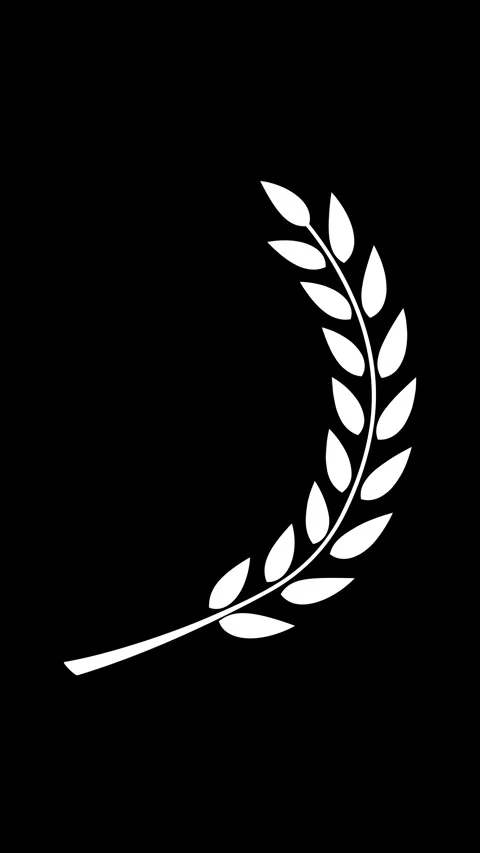 Curved laurel leaf branch silhouette loop animation Stock Footage 330456247