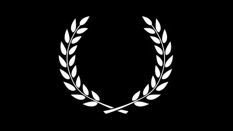 Curved laurel leaf branch silhouette loop animation video Stock Footage 330456260