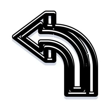 Curved left direction arrow back replay icon 스톡 일러스트