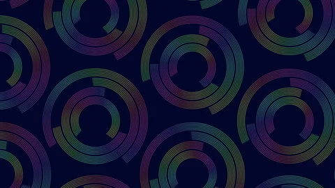 Curved line pattern in shades of purple and blue on black background Stock Footage 292948200