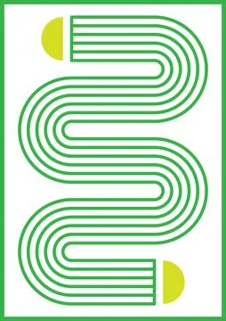 Curved lines green three Illustrazione stock