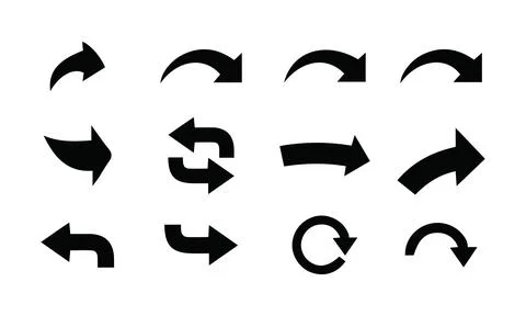 Curved Loop and Undo Redo Arrow Asset Pack Illustrazione stock