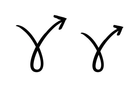 Curved loop arrows hand-drawn sketch graphic element set Stock Illustration