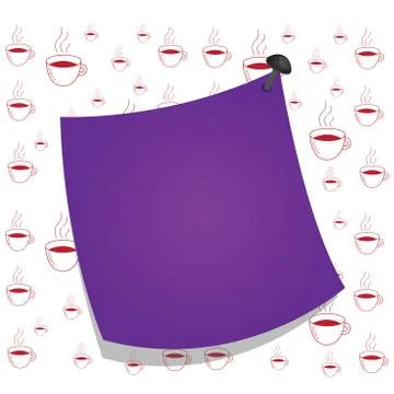 Curved memo note paper pinned by a nail on colorful background. Empty sticker Stock Illustration