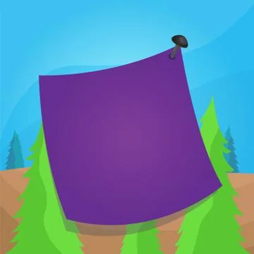 Curved memo note paper pinned by a nail on colorful background. Empty sticker Stock Illustration