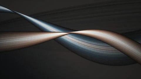 Curved metallic ribbon structures flow in a slow wave like motion Stock Footage 342213039