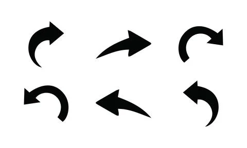 Curved Motion and Return Black Arrow Icons Stock Illustration