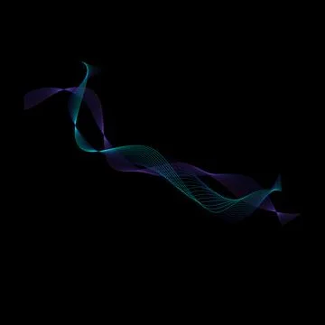 Curved multicolored lines on a black background. Stock Illustration