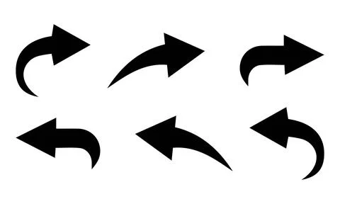 Curved Navigation and Sharing Arrow Vectors Pack Stock Illustration