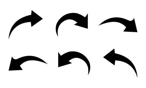 Curved Navigation Arrow Vector Set – Modern Direction Icons 스톡 일러스트