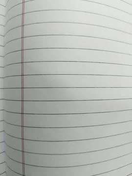 Curved page in a lined notebook, close up of white ruled paper surface Stock Photos