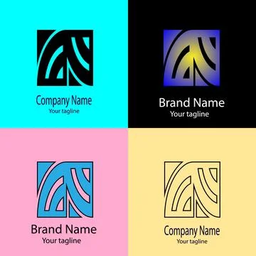 Curved Path Enclosure logo design Stock Illustration