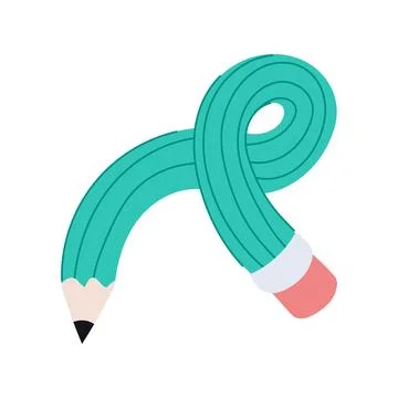 Curved pencil bending into abstract creative shape Illustrazione stock