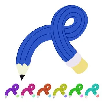 Curved pencil bending into abstract creative shape graphic Stock Illustration