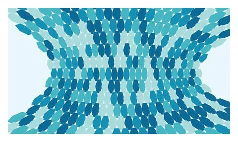 Curved perspective of blue hexagonal tiles forming a distorted three dimens.. Stock Illustration