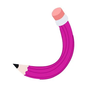 Curved pink pencil representing creative thinking and flexibility Illustrazione stock