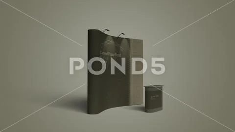 Curved Popup Stand Mockup Exhibition Display Booth Branding Set PSD Template