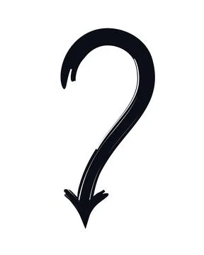 Curved question mark arrow bold thick stroke graphic element Stock Illustration