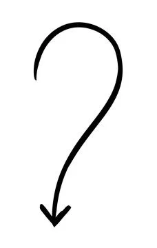 Curved question mark arrow hand-drawn sketch graphic element Illustrazione stock