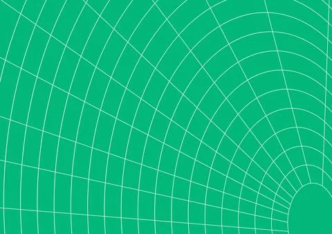 Curved radial perspective grid wireframe linear mesh vector background green Stock Illustration