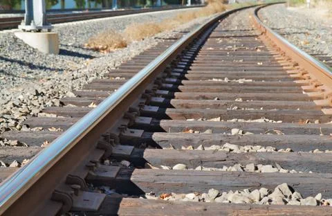 Curved railroad track horizontal Stock Photos