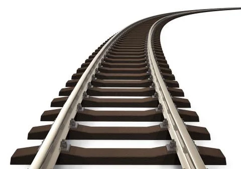 Curved railroad track Stock Illustration
