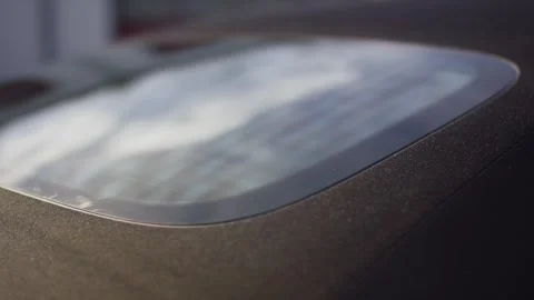Curved Rear Window of Convertible Soft Top Reflecting Cloudy Sky, Macro Detail Stock Footage 340358277