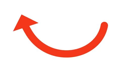 Curved Red Arrow  Up Left Semi-Circle Directional Graphic 스톡 일러스트