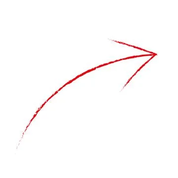 Curved red arrow pointing to the right, vector illustration. Stock Illustration