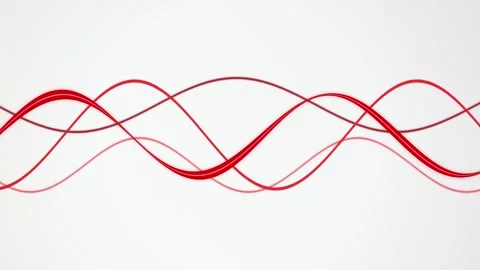 Curved red wave lines flow horizontally in a seamless loop Stock Footage 342519125