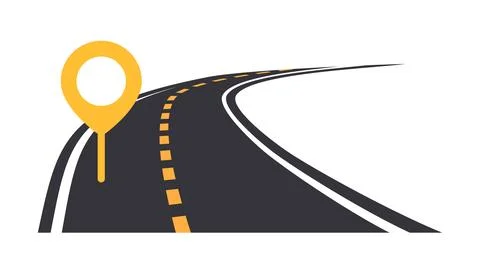 Curved road with location marker. Vector illustration Stock Illustration