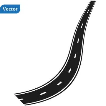 Curved road with white markings. Vector illustration Stock Illustration
