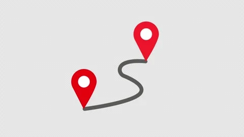 Curved Route Between Two Location Pins Navigation and Travel Path Illustration Stock Footage 339781582